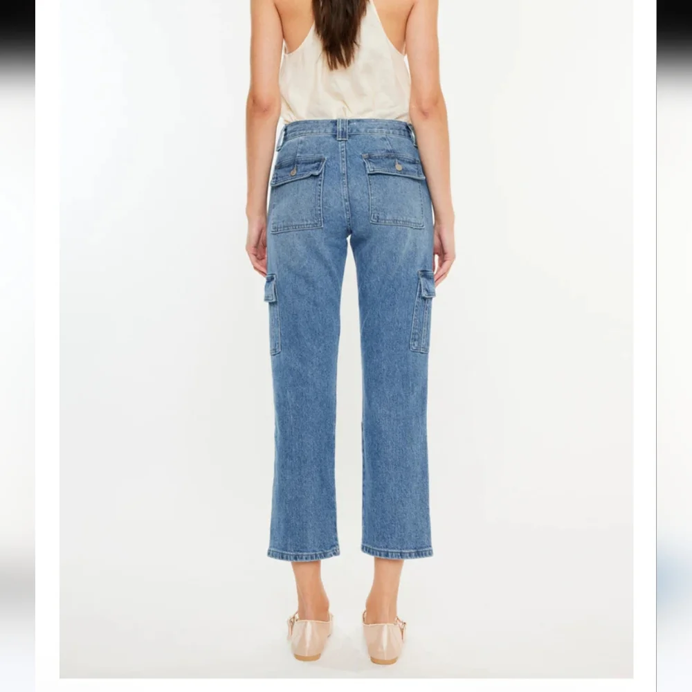 KanCan Aaliyah High Rise Slim Straight Leg Cargo Jeans Size 24